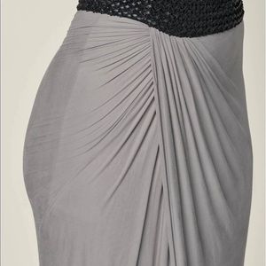 Faux-Leather Waistband Detail Maxi Skirt